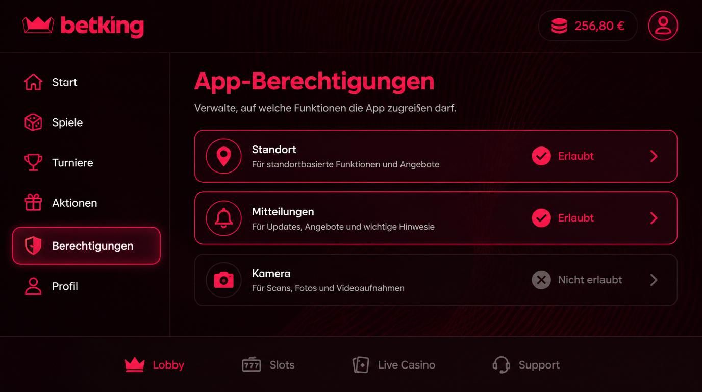  Berechtigungen-Dialog mit drei notwendigen Genehmigungen und übersichtlicher Anzeige. 