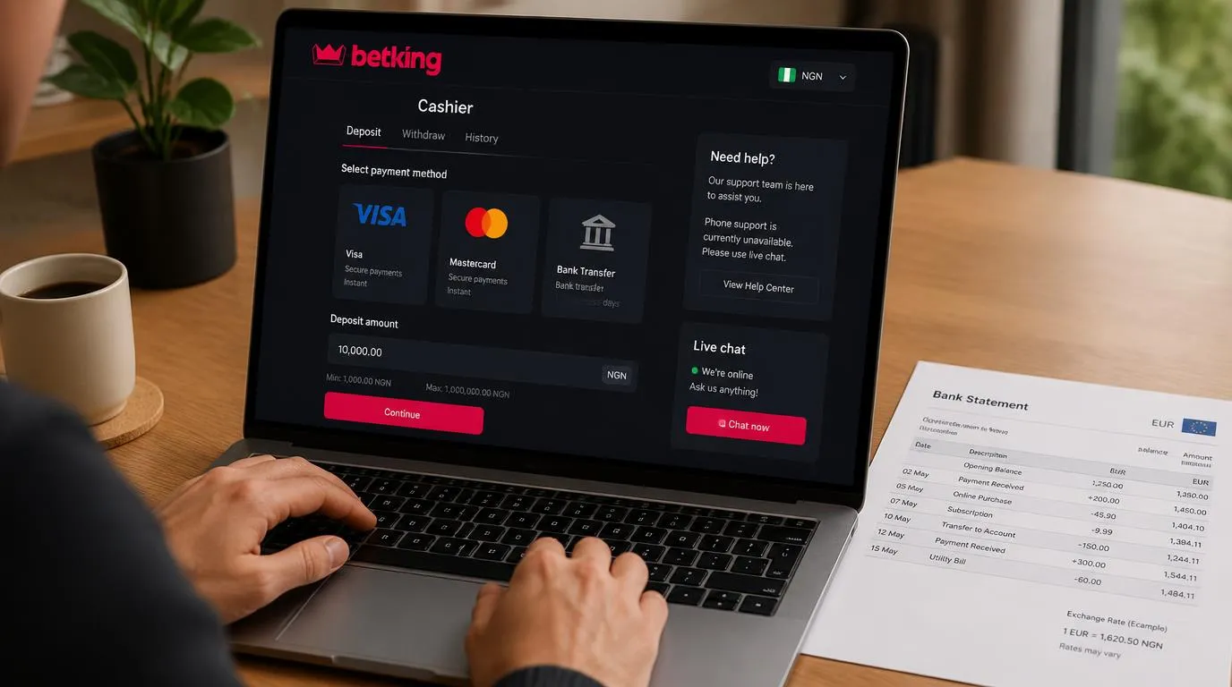 Illustrativer Kassenbereich mit NGN, VISA, Mastercard, Banküberweisung und aktivem Live-Chat